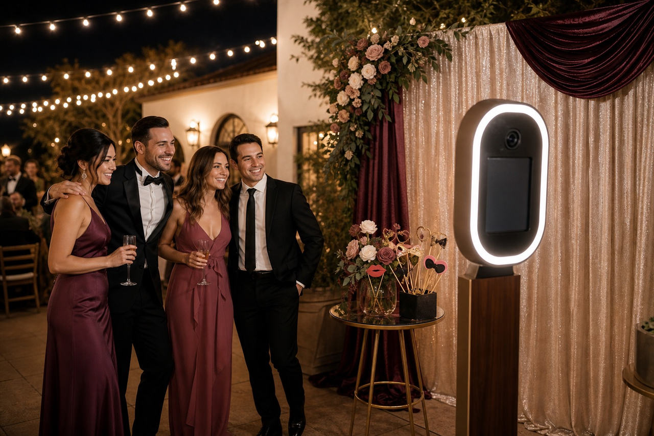 Open-air photo booth at an elegant reception for Greater Houston events